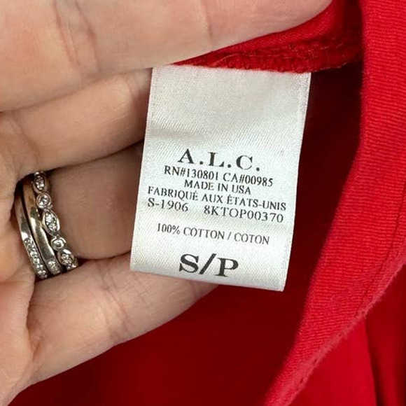 A.L.C. Red Heather Crew Neck Top Balloon Sleeve Blouse size Small - Picture 6 of 6